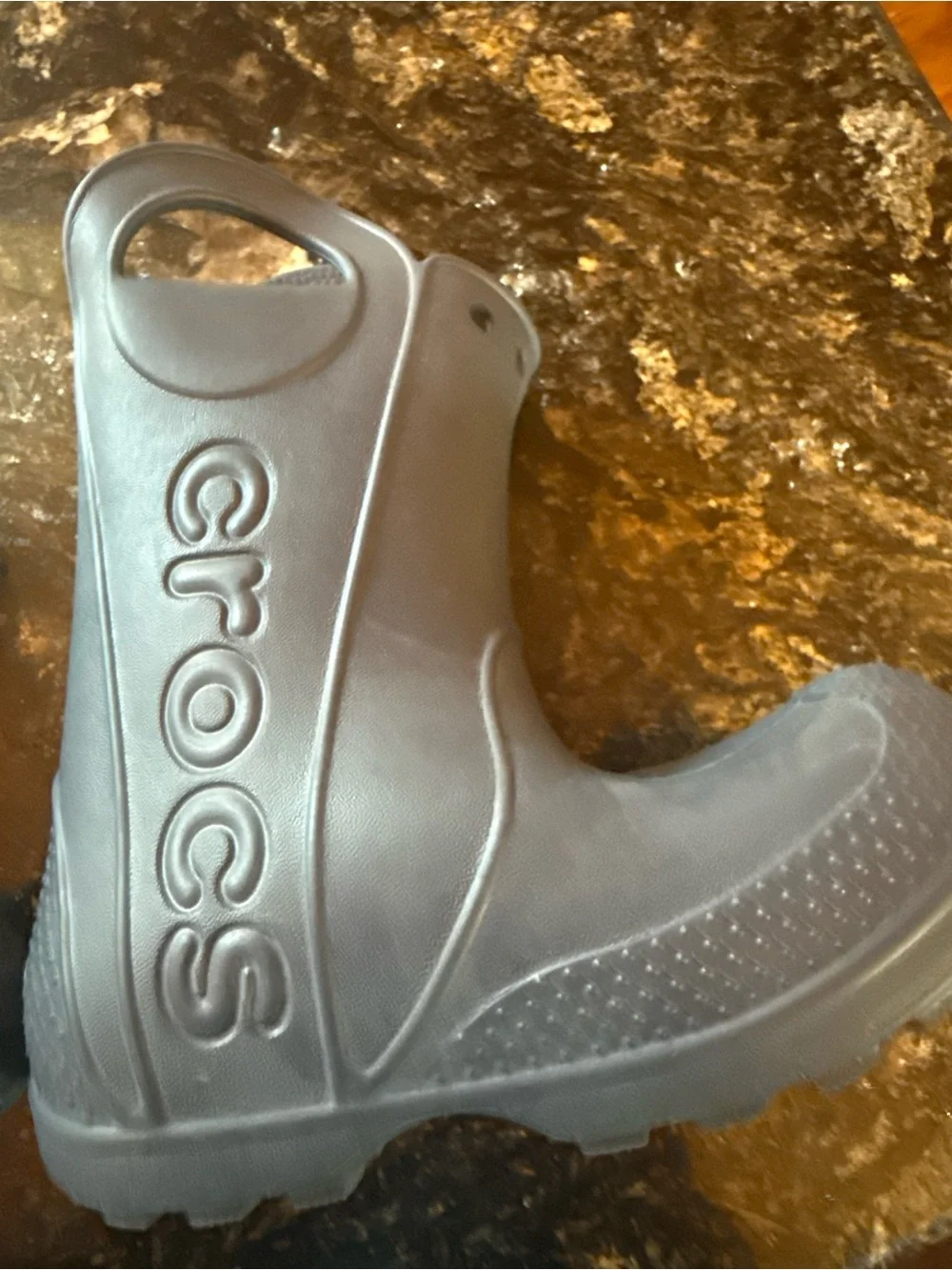CROCS Toddler Navy Blue Rain Boots with Easy-Grip Handles